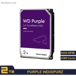 تصویر رسمی هارد دوربین مداربسته وسترن دیجیتال 2 ترابایت بنفش شرکتی purple wd20purz