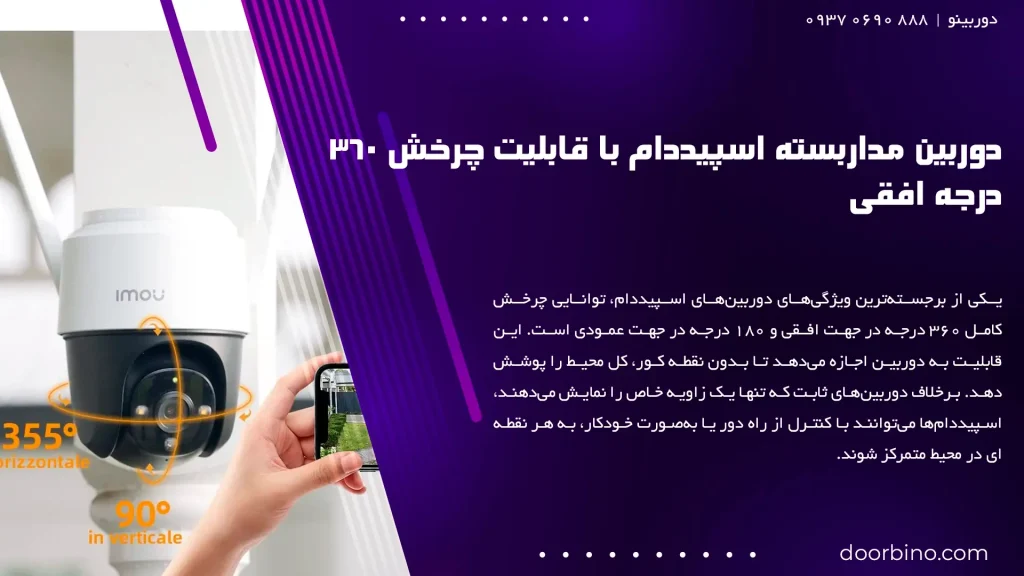 دوربین مداربسته اسپیددام با قابلیت چرخش ۳۶۰ درجه افقی